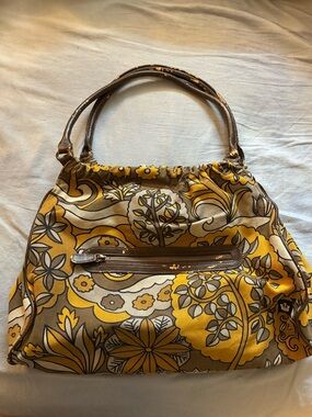 Goorin Bros Yellow and Brown Floral Shoulder Bag